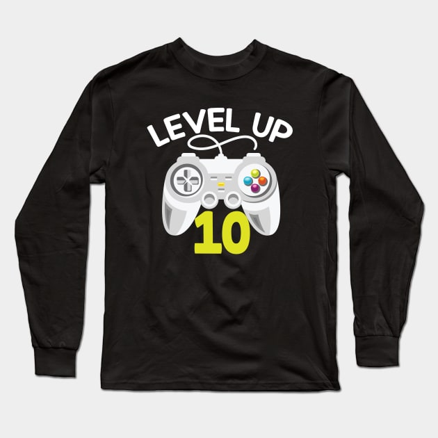 Level Up 10 Unlocked Gift 10th Birthday Gift Long Sleeve T-Shirt by mommyshirts